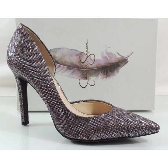 Jessica Simpson Claudette D'Orsay Dress Pumps Heels Bronze Sparkle Mesh - Picture 1 of 8